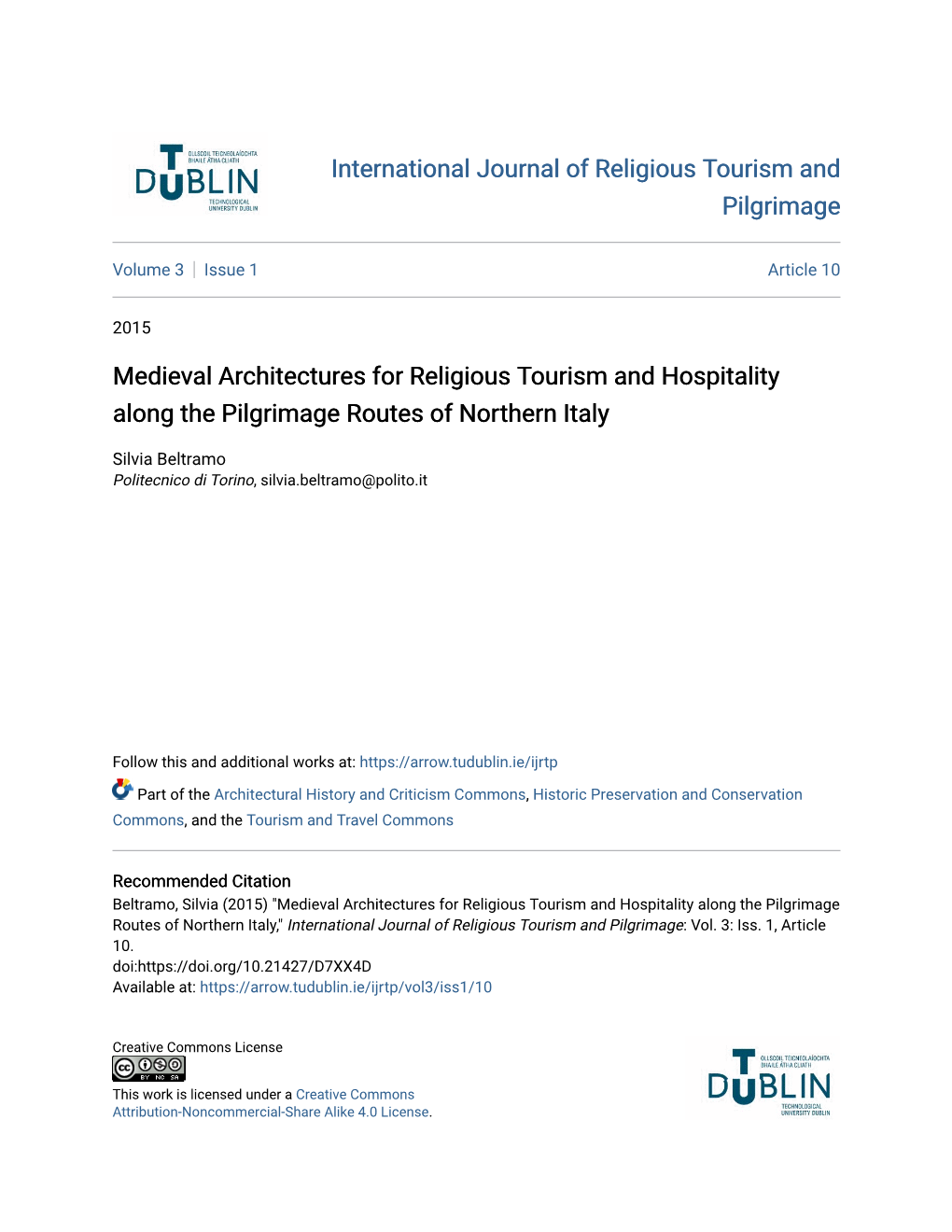 Medieval Architectures for Religious Tourism and Hospitality Along the Pilgrimage Routes of Northern Italy