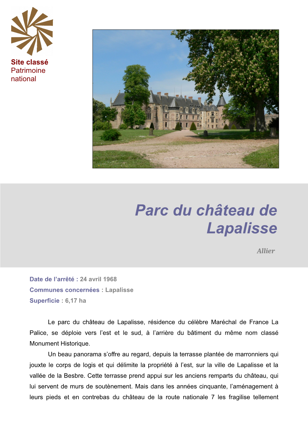 Parc Du Château De Lapalisse