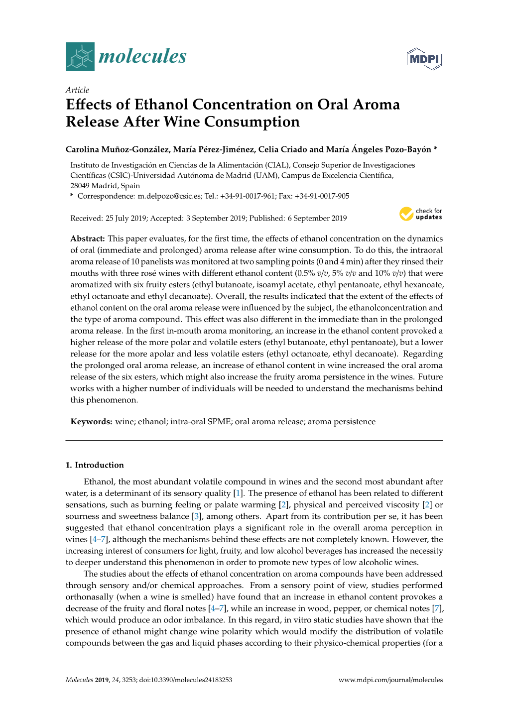 Effects of Ethanol Concentration on Oral Aroma Release After Wine Consumption