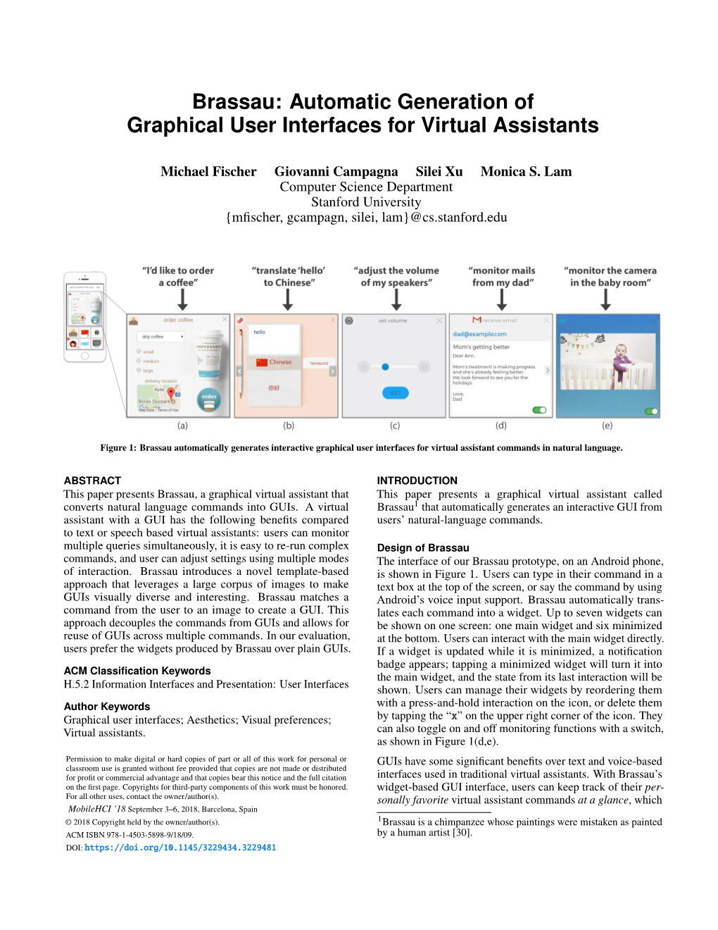 Automatic Generation of Graphical User Interfaces for Virtual Assistants