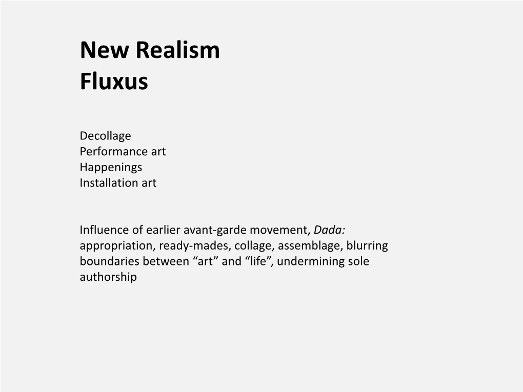 New Realism Fluxus