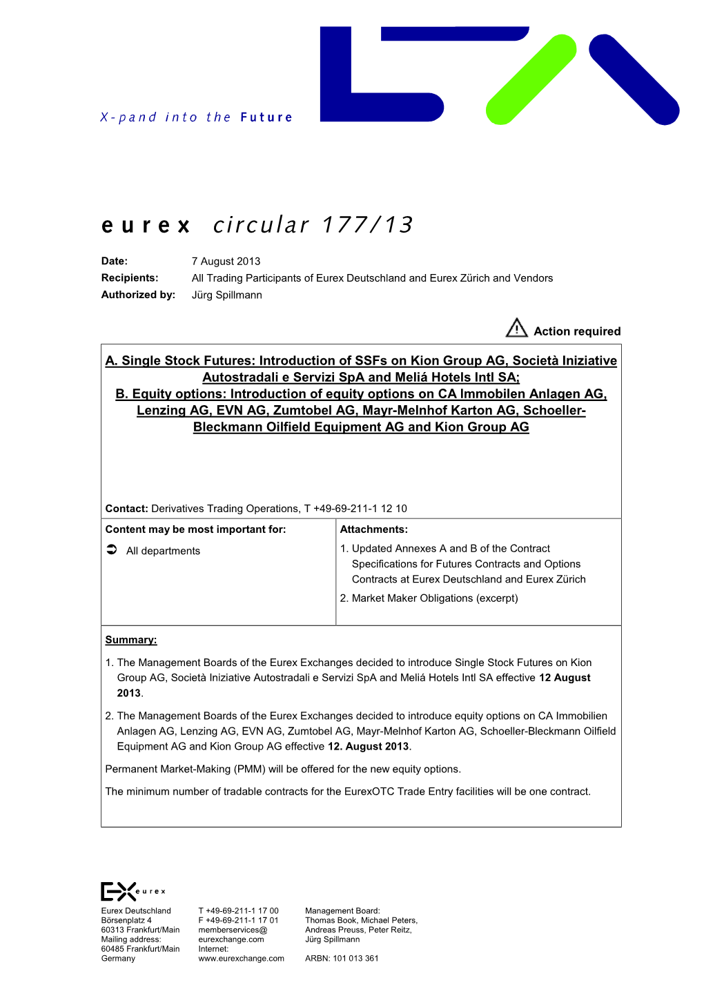 Eurex Circular 177/13