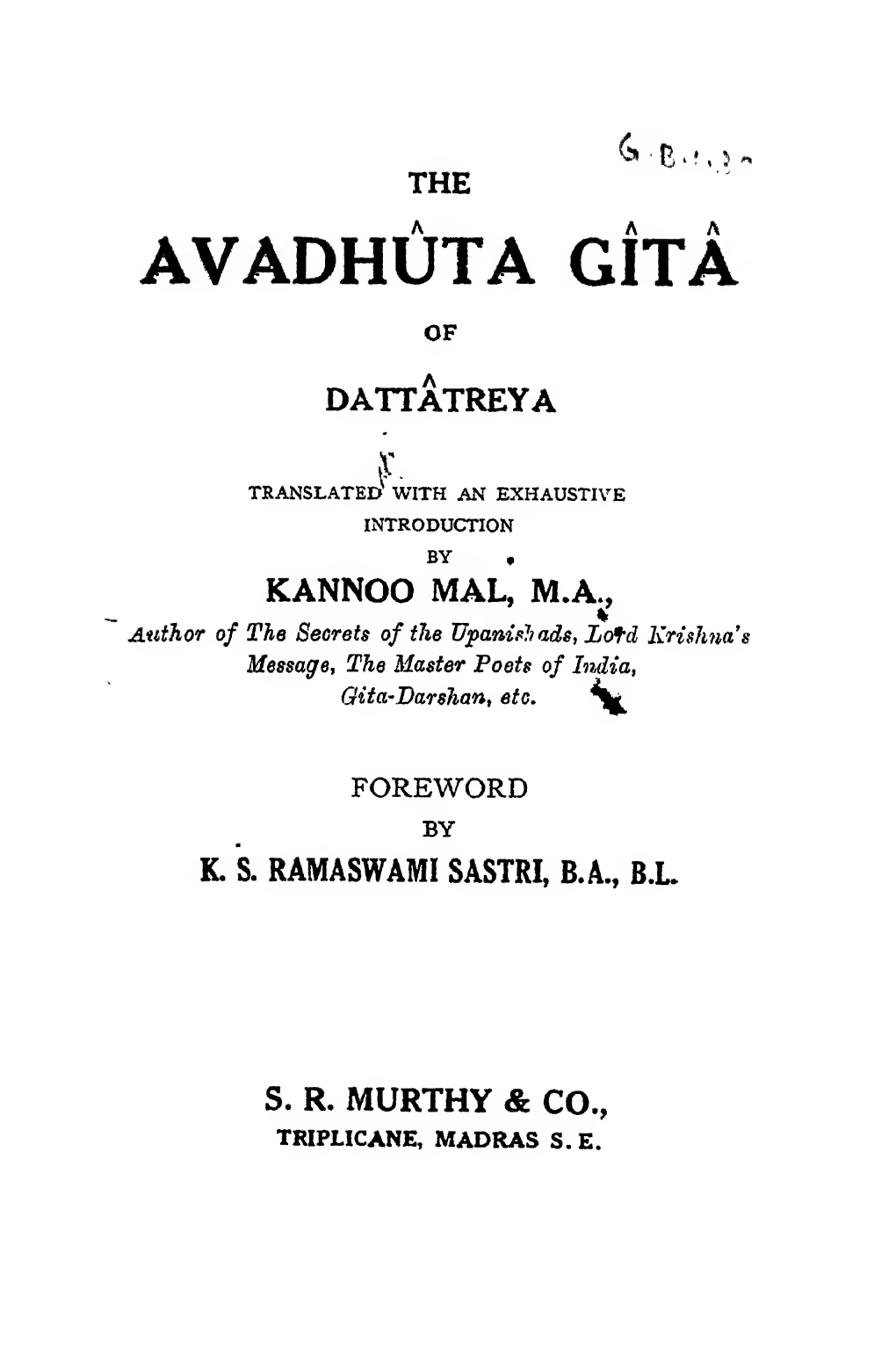 Avadhuta Gita with English Translation