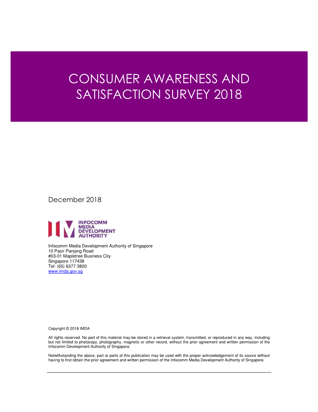 Consumer Awareness and Satisfaction Survey 2018