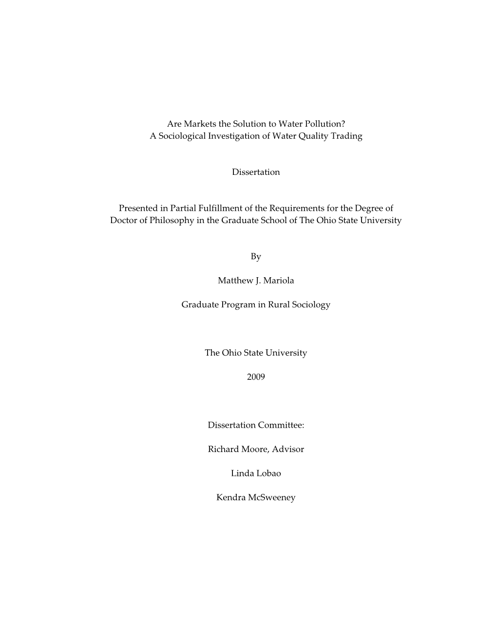 Are Markets the Solution to Water Pollution? a Sociological Investigation of Water Quality Trading