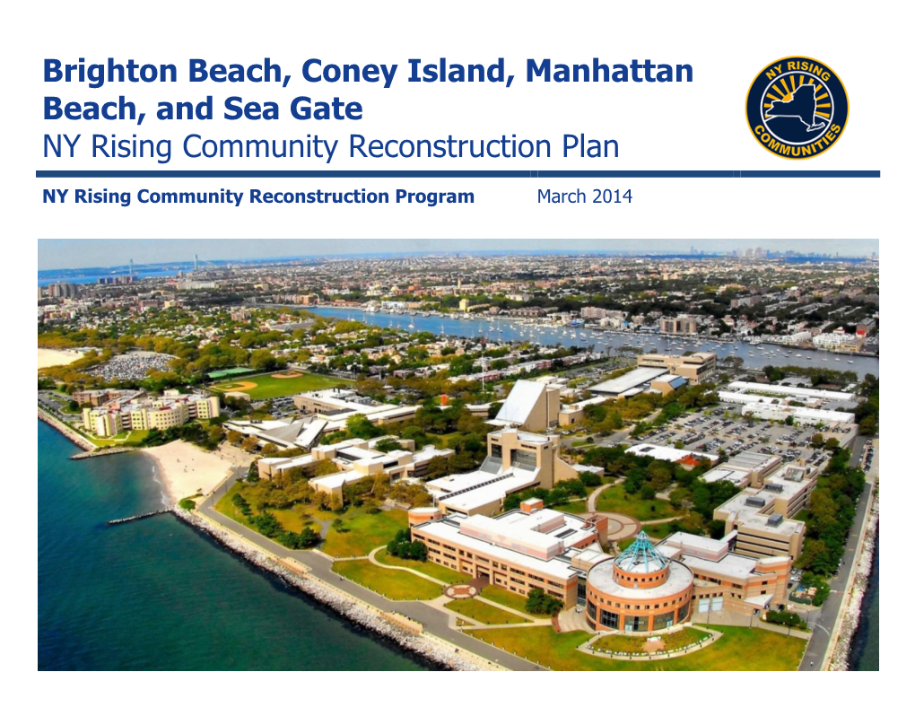 Brighton Beach, Coney Island, Manhattan Beach, and Sea Gate NY Rising Community Reconstruction Plan