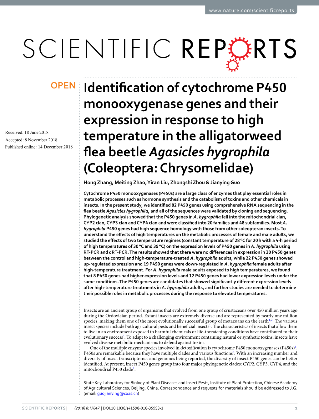 Identification of Cytochrome P450 Monooxygenase Genes and Their