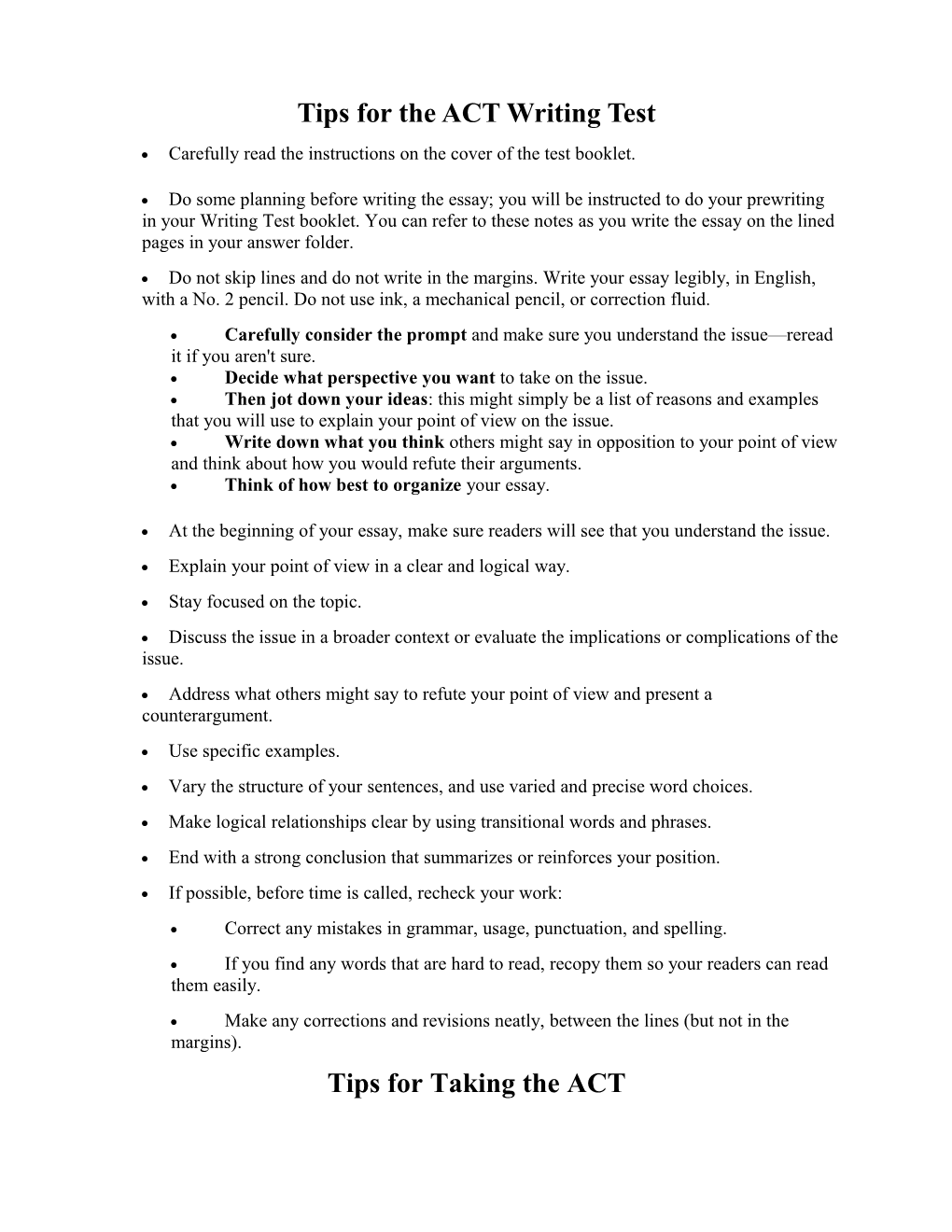 Tips for the ACT Writing Test s1