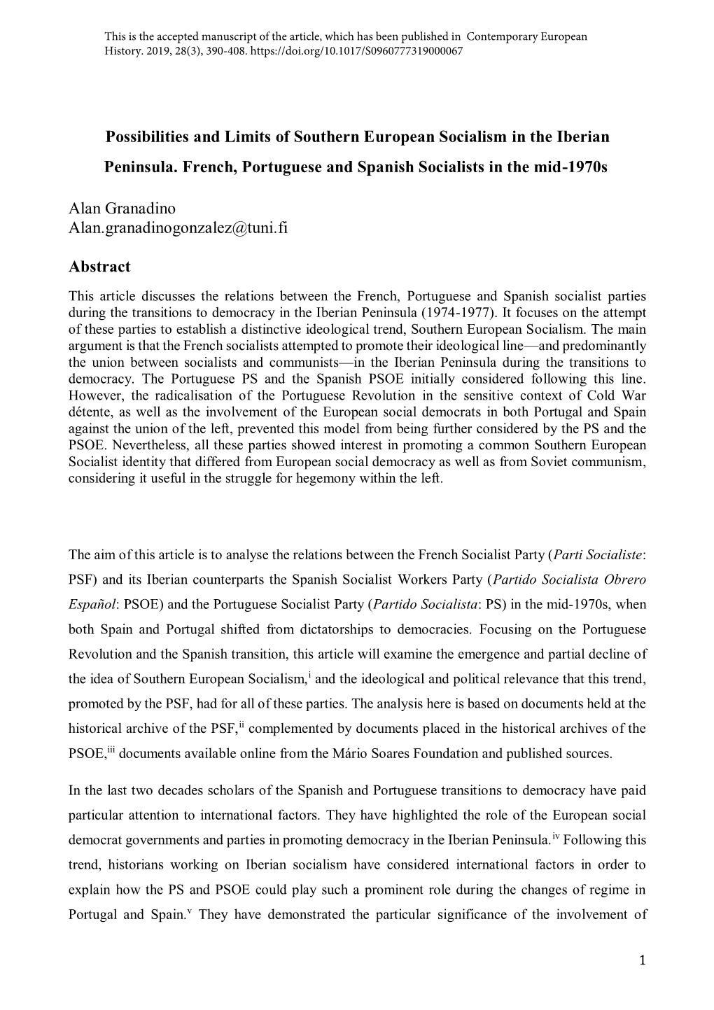 Possibilities and Limits of Southern European Socialism in the Iberian Peninsula