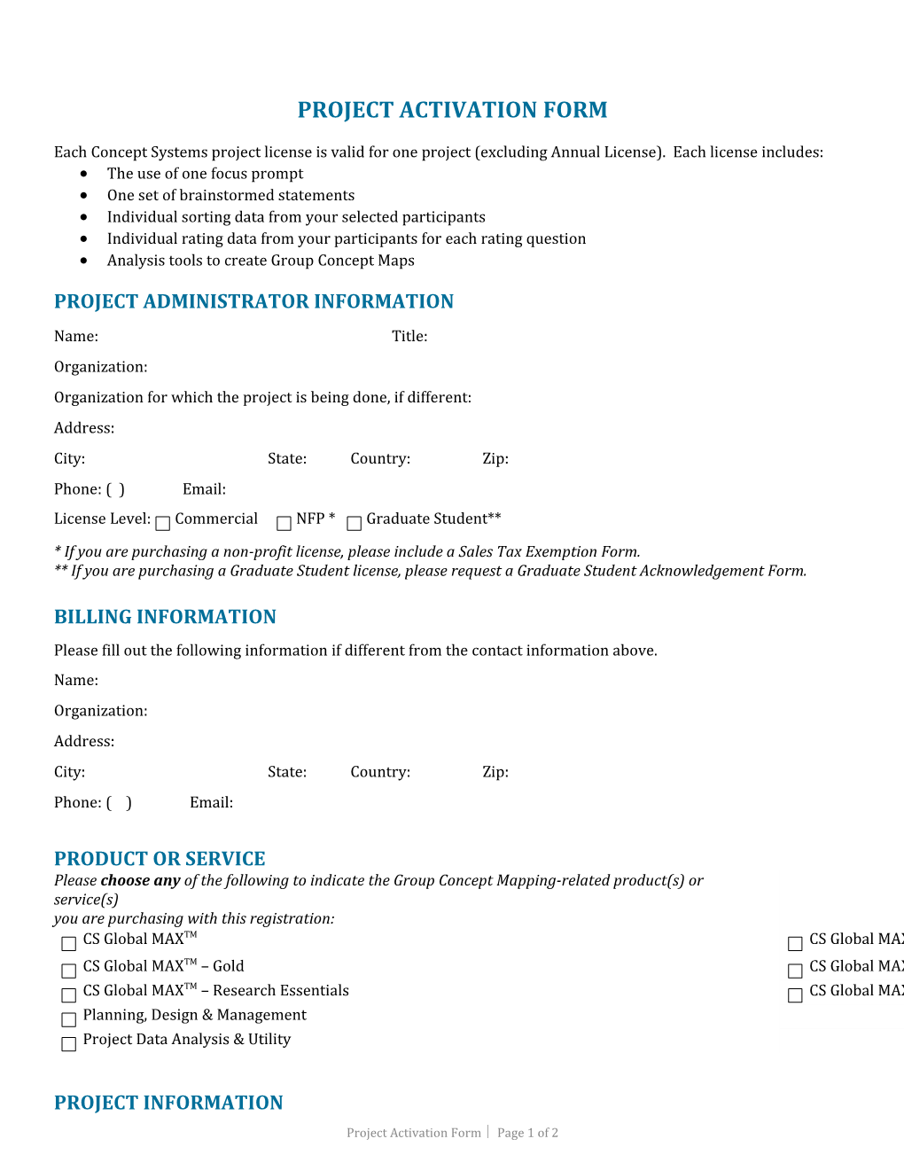 License Registration Form