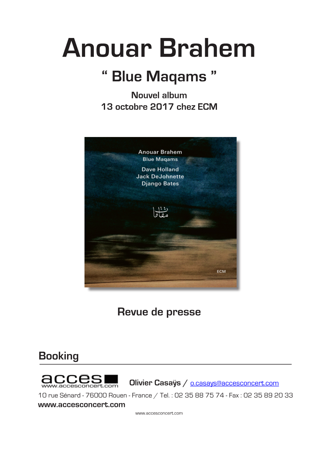 Anouar Brahem “ Blue Maqams ” Nouvel Album 13 Octobre 2017 Chez ECM