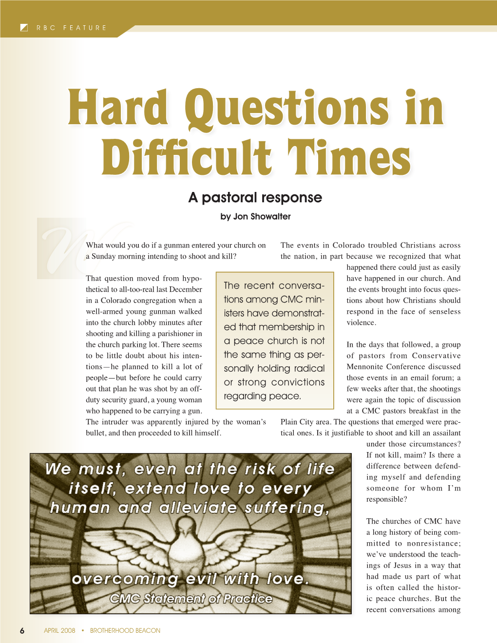 Hard Questions in Difficult Times a Pastoral Response by Jon Showalter