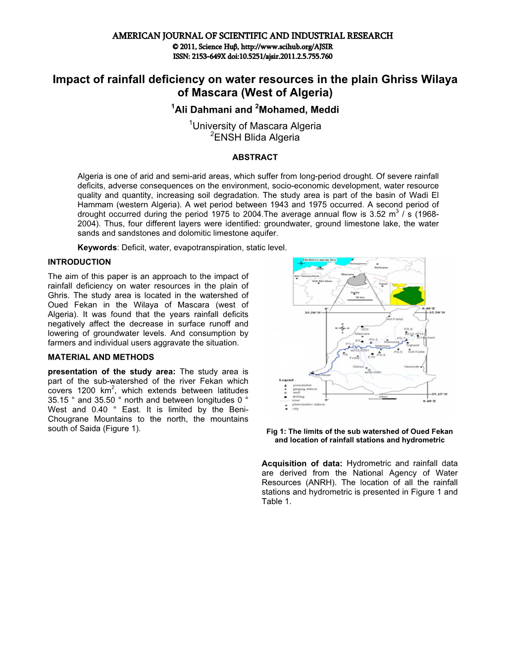 Impact of Rainfall Deficiency on Water Resources