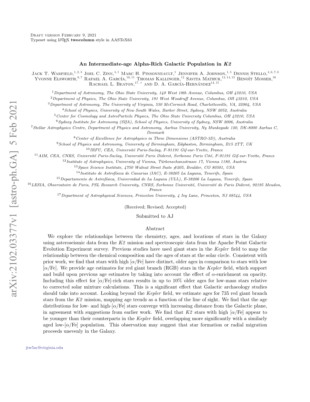 An Intermediate-Age Alpha-Rich Galactic Population in K2