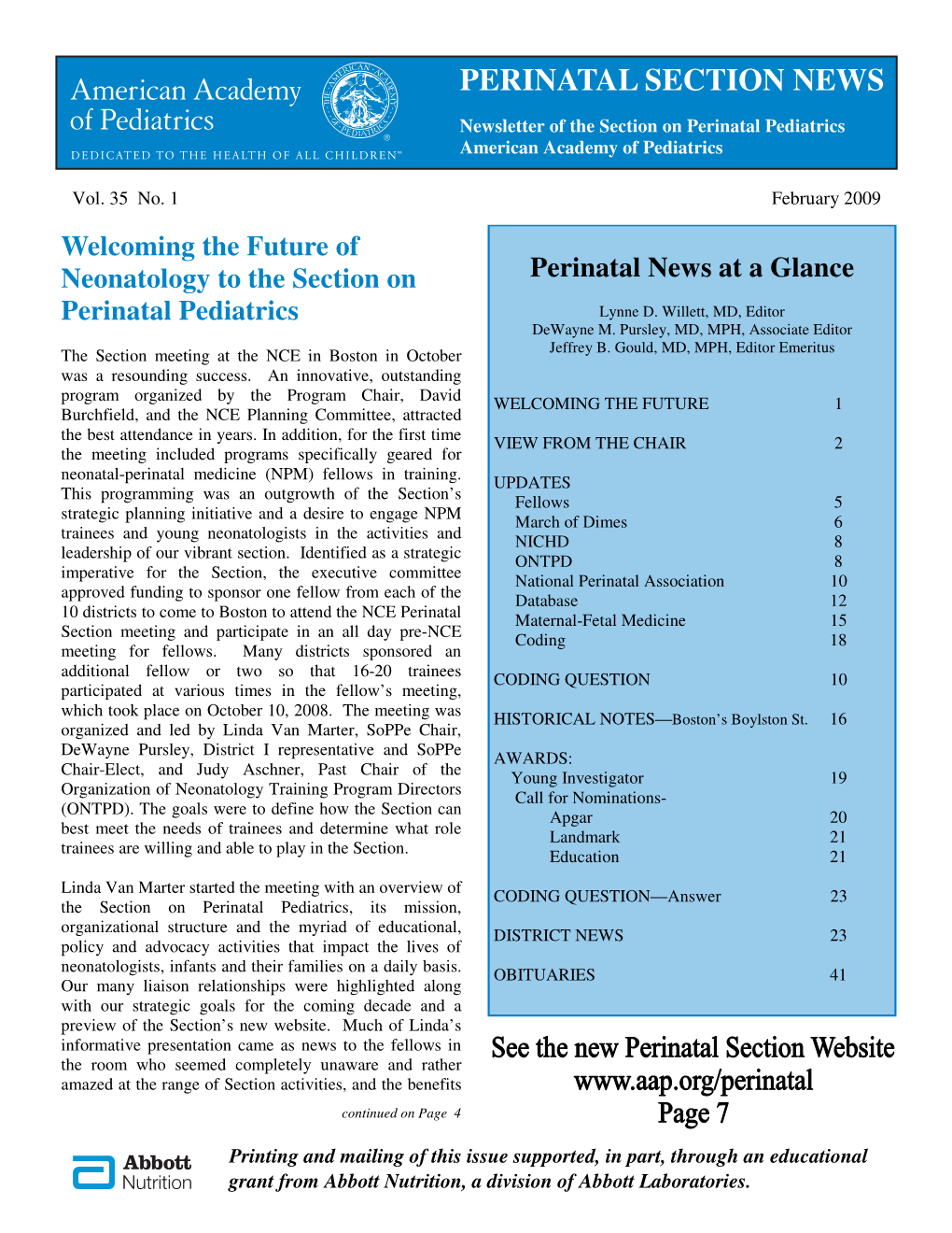 AAP Perinatal Section News 2009 Feb.Pub