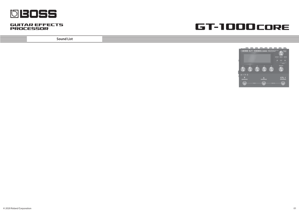 Boss GT-1000CORE Sound List