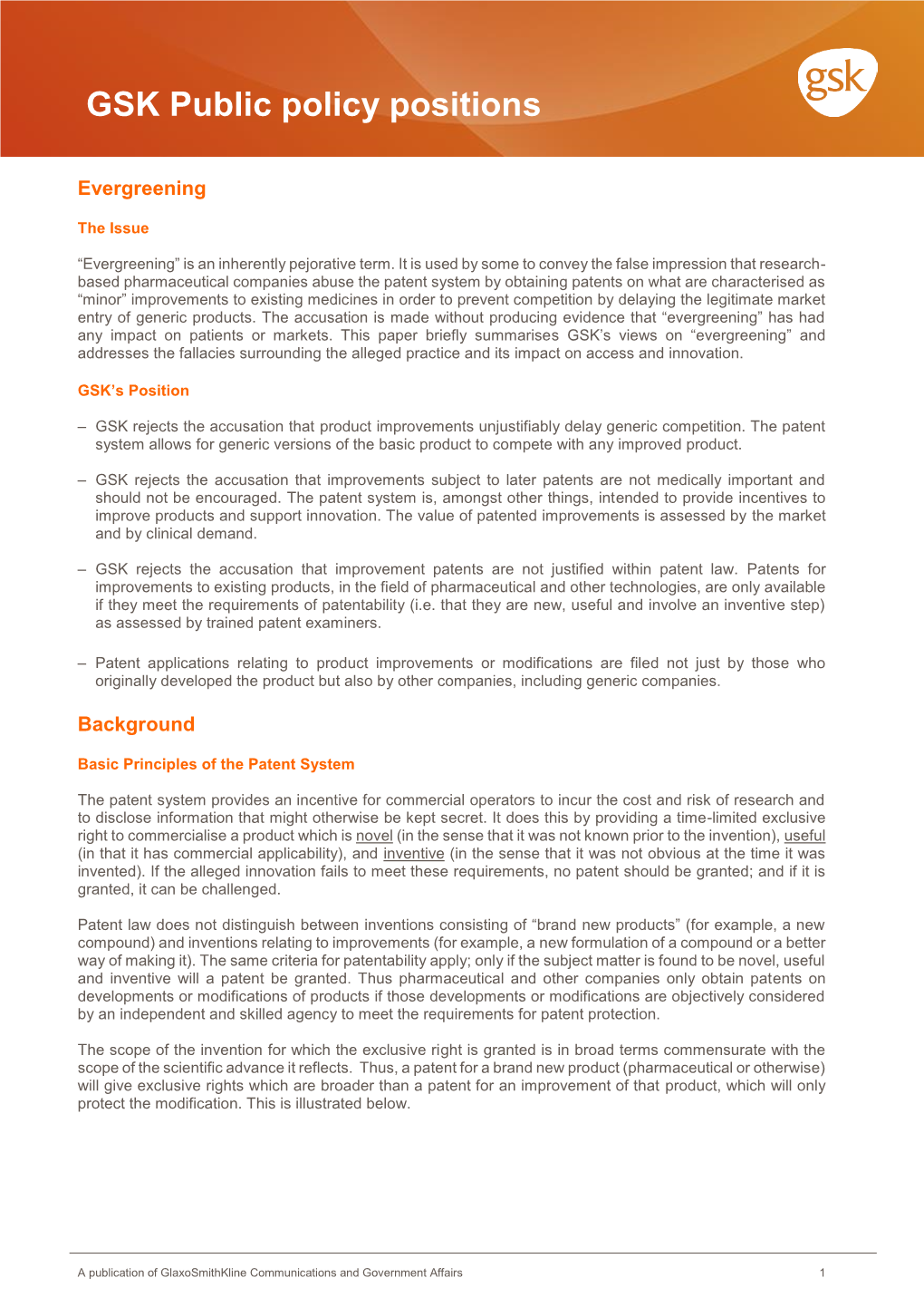 GSK Public Policy Positions