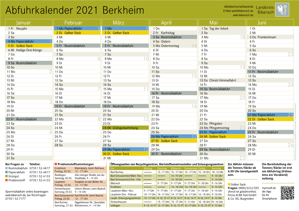 Abfuhrkalender 2021 Berkheim