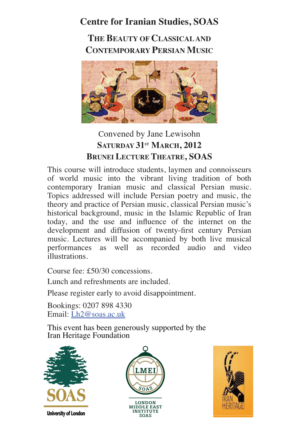 Center for Iranian Studies SOAS Music Course.Indd