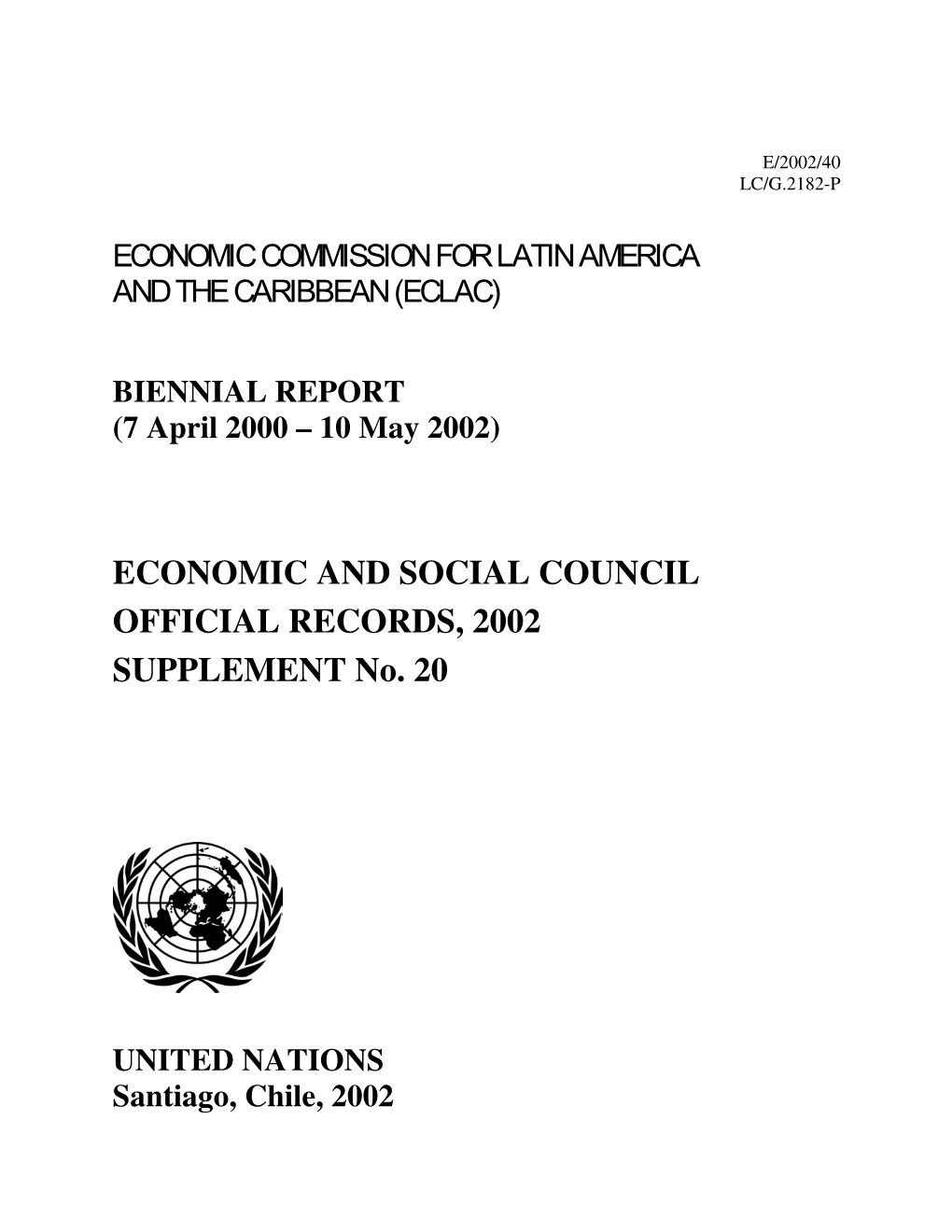 ECONOMIC and SOCIAL COUNCIL OFFICIAL RECORDS, 2002 SUPPLEMENT No