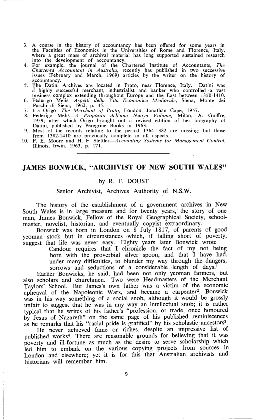 James Bonwick, “Archivist of New South Wales”