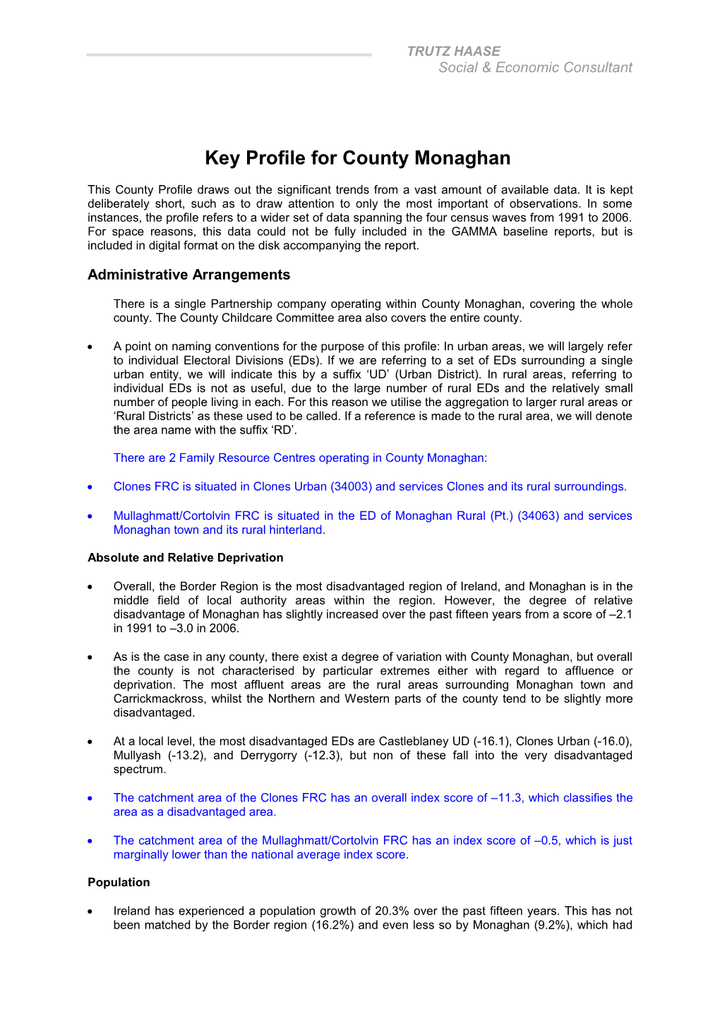 Key Profile for County Monaghan