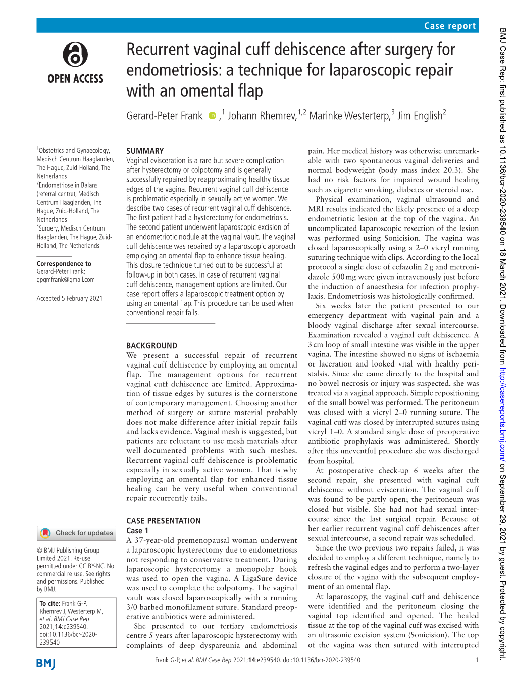 Recurrent Vaginal Cuff Dehiscence After Surgery