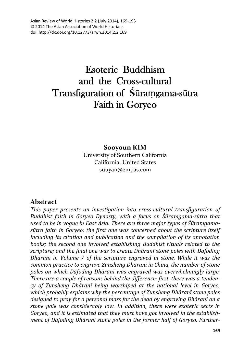 Esoteric Buddhism and the Cross-Cultural Transfiguration of Śūraṃgama-Sūtra Faith in Goryeo