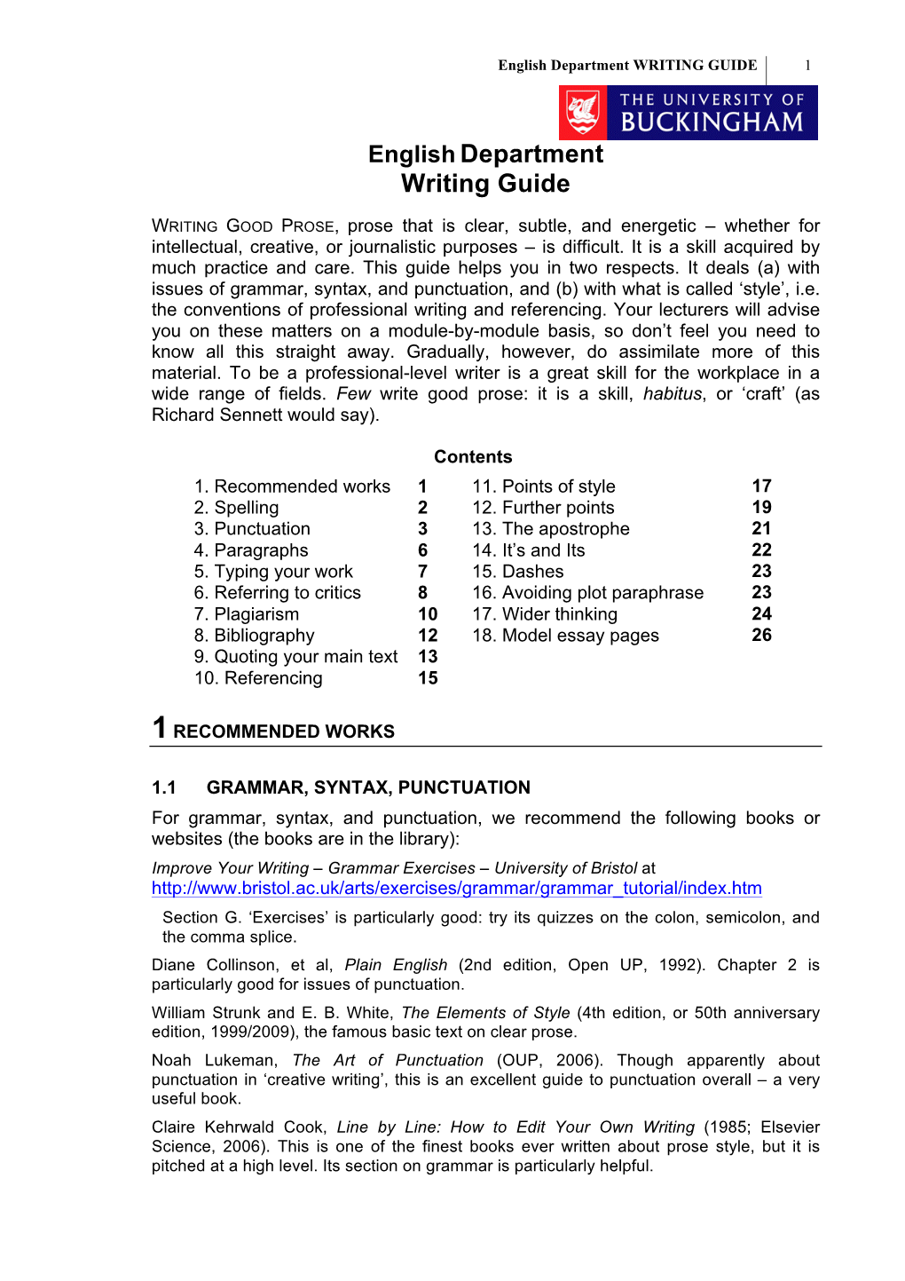 English Department WRITING GUIDE 1