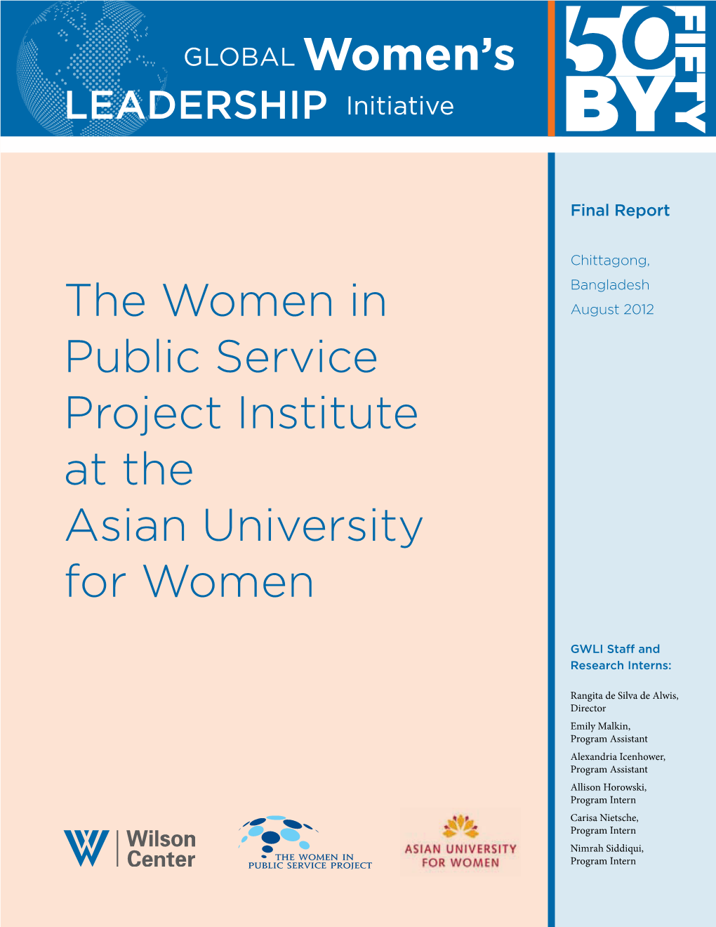 Global Women's the Women in Public Service Project Institute at The