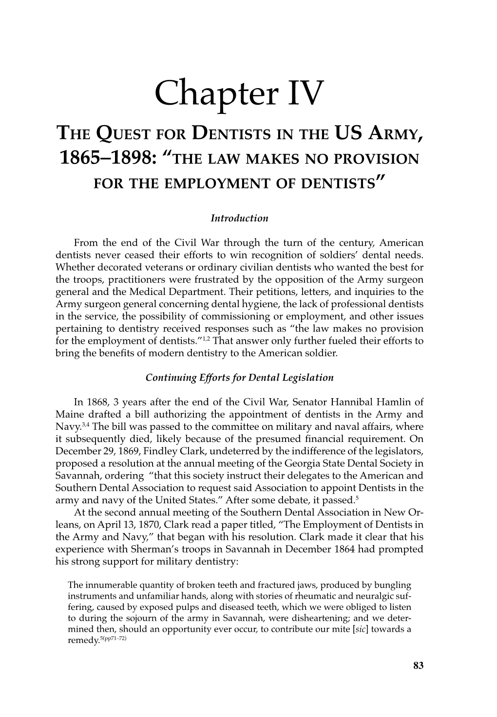 Chapter IV, the Quest for Dentists in the US Army, 1865–1898: the Law