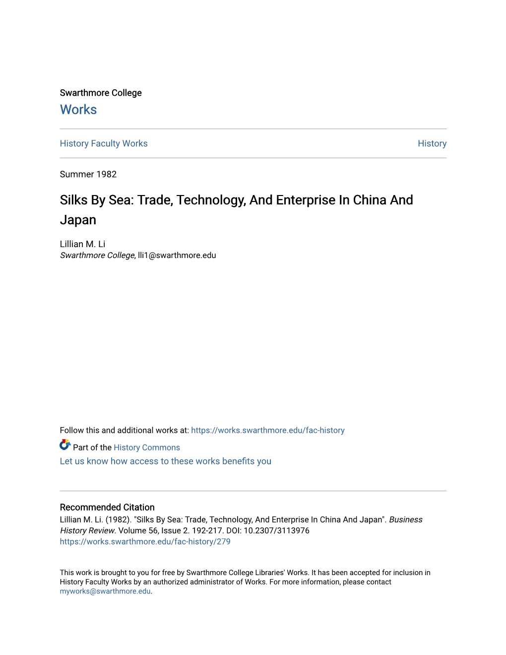 Silks by Sea: Trade, Technology, and Enterprise in China and Japan