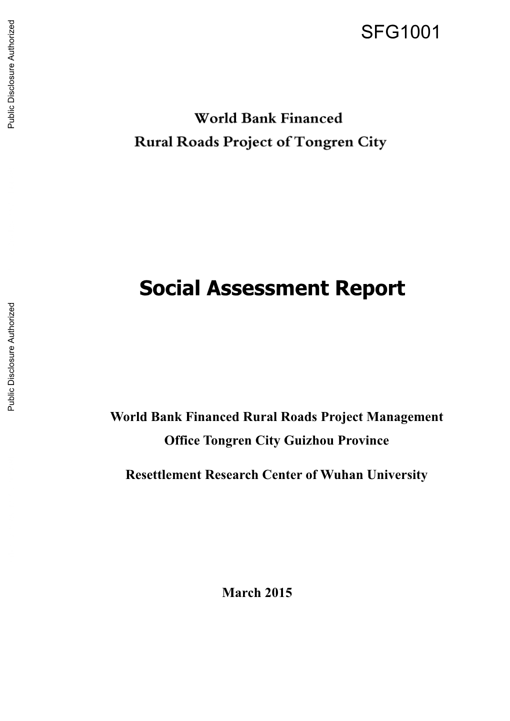 Social Assessment Report World Bank Financed