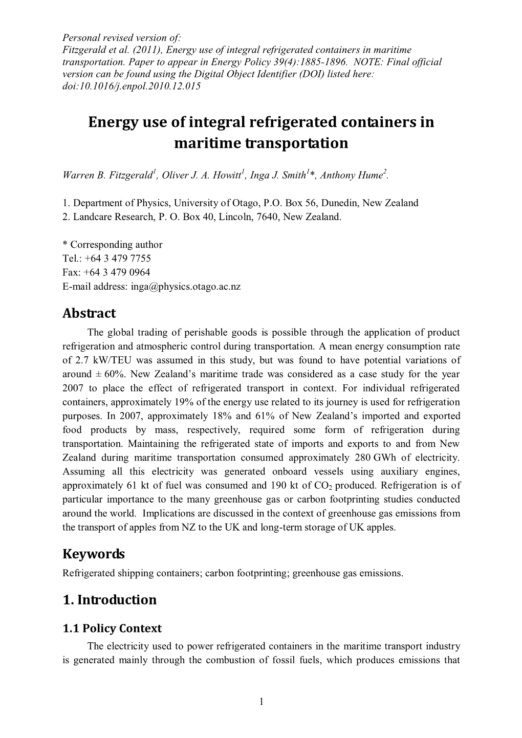 Carbon Emission Offsets for International Transport To