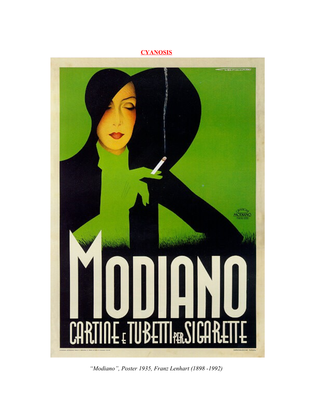 Modiano , Poster 1935, Franz Lenhart (1898 -1992)