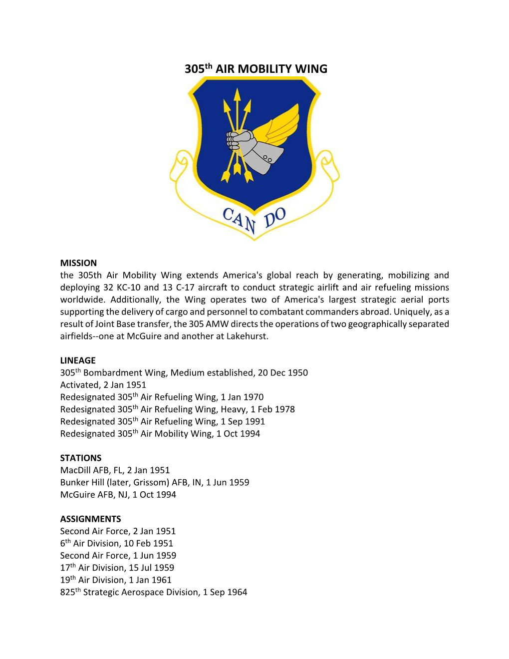 305Th AIR MOBILITY WING