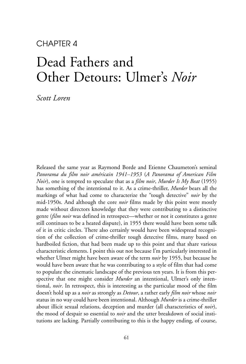 Dead Fathers and Other Detours: Ulmer's Noir