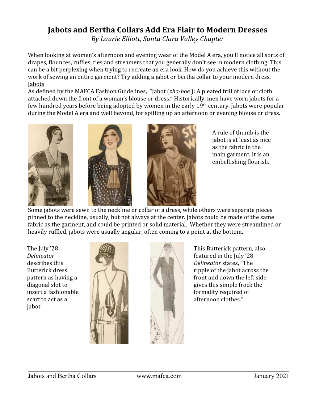 Jabots and Bertha Collars Add Era Flair to Modern Dresses by Laurie Elliott, Santa Clara Valley Chapter