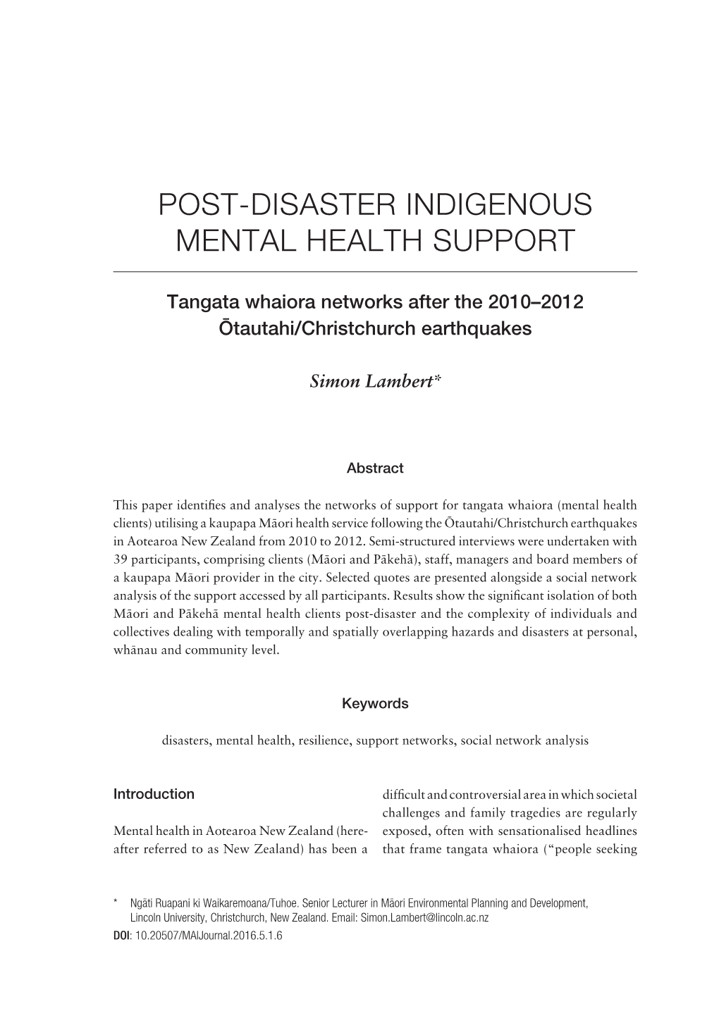 Disaster Indigenous Mental Health Support