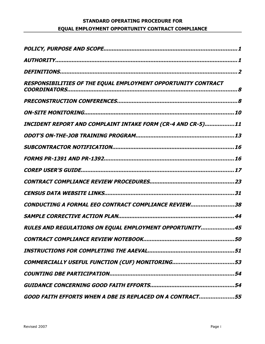 CCR Standard Operating Procedure Manual