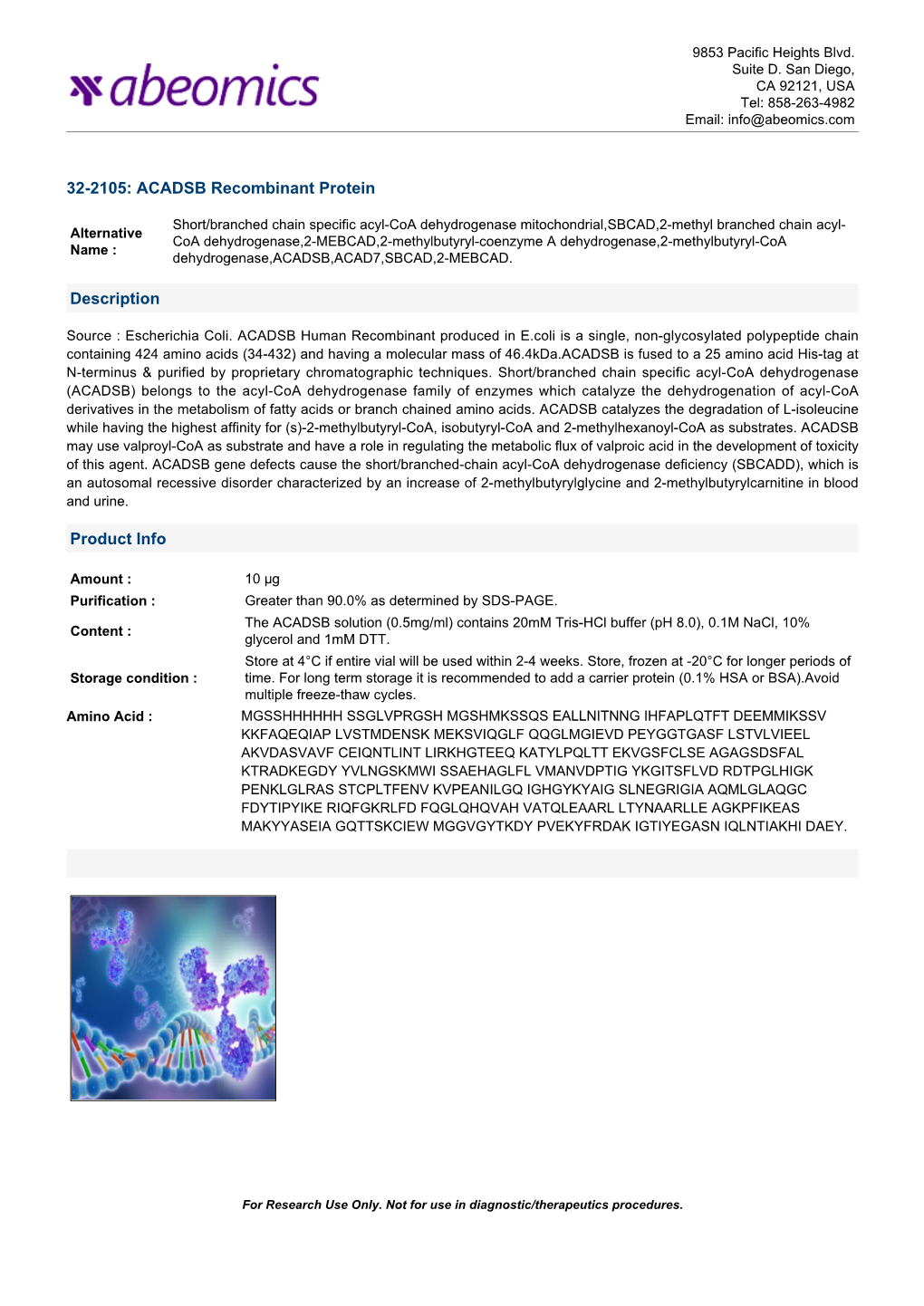 32-2105: ACADSB Recombinant Protein Description