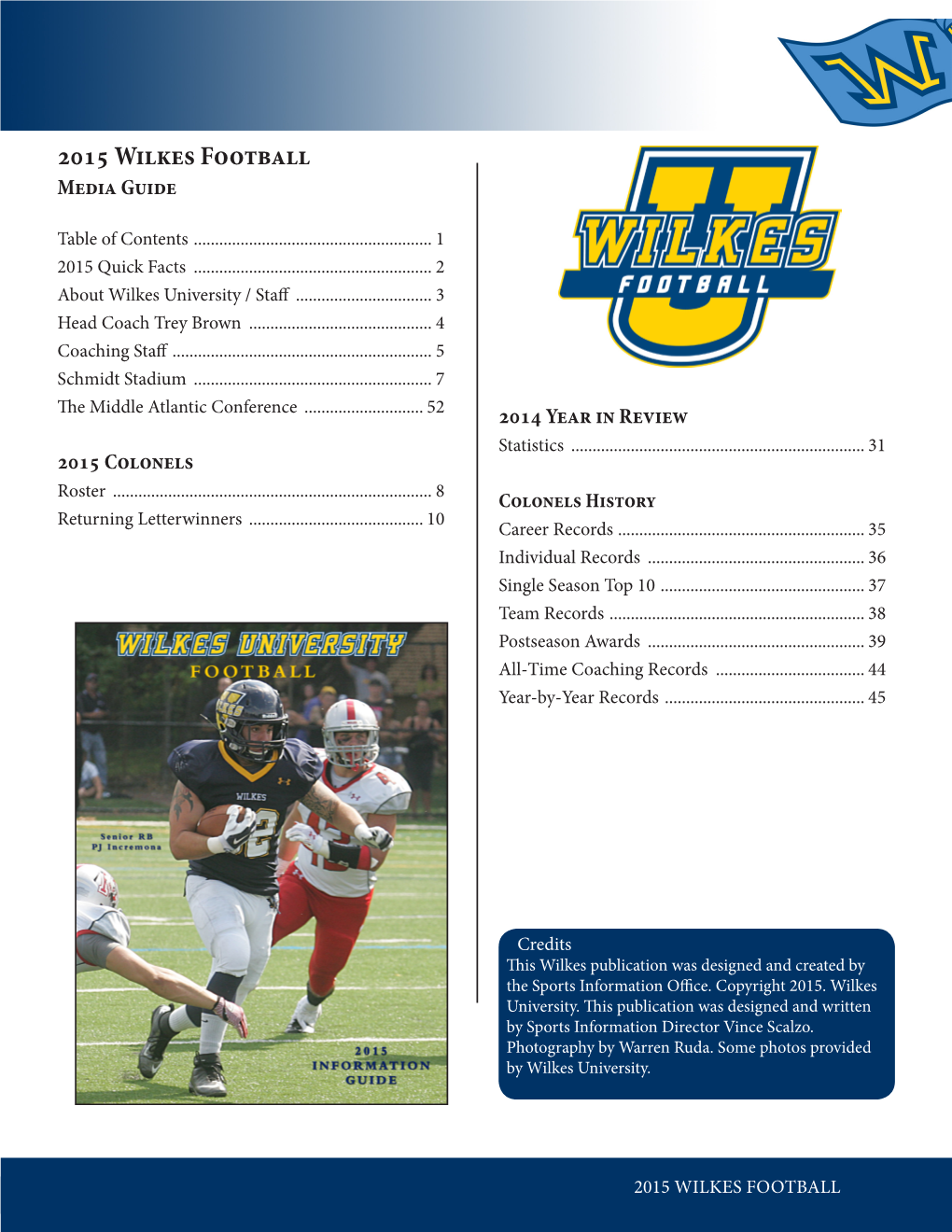 2015 Wilkes Football Media Guide