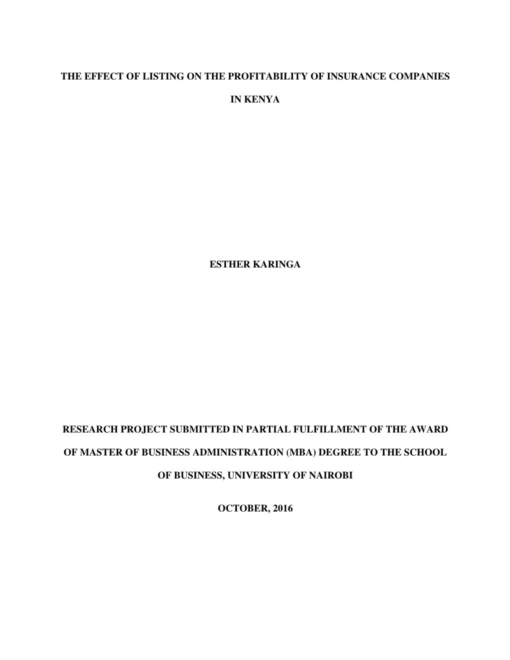 The Effect of Listing on the Profitability of Insurance Companies