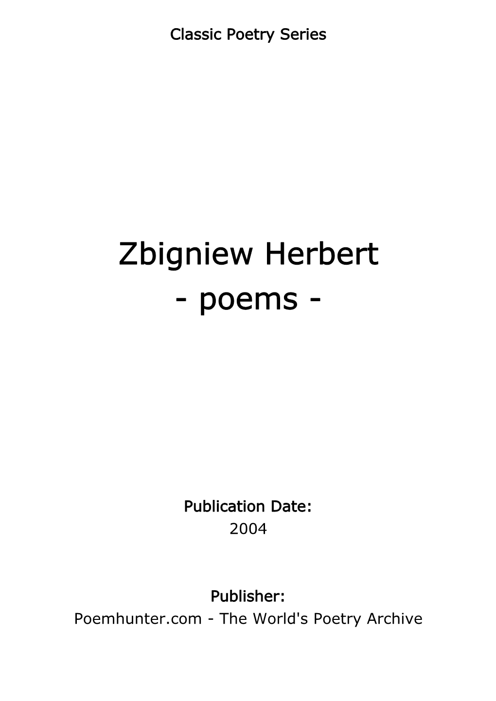 Zbigniew Herbert - Poems