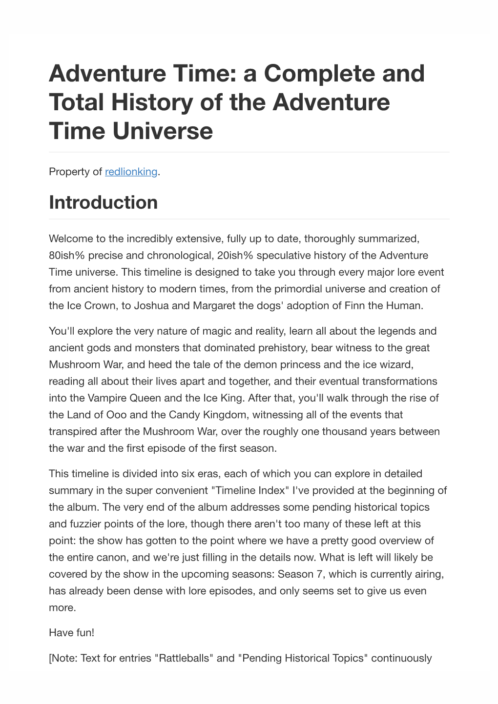 A Complete and Total History of the Adventure Time Universe