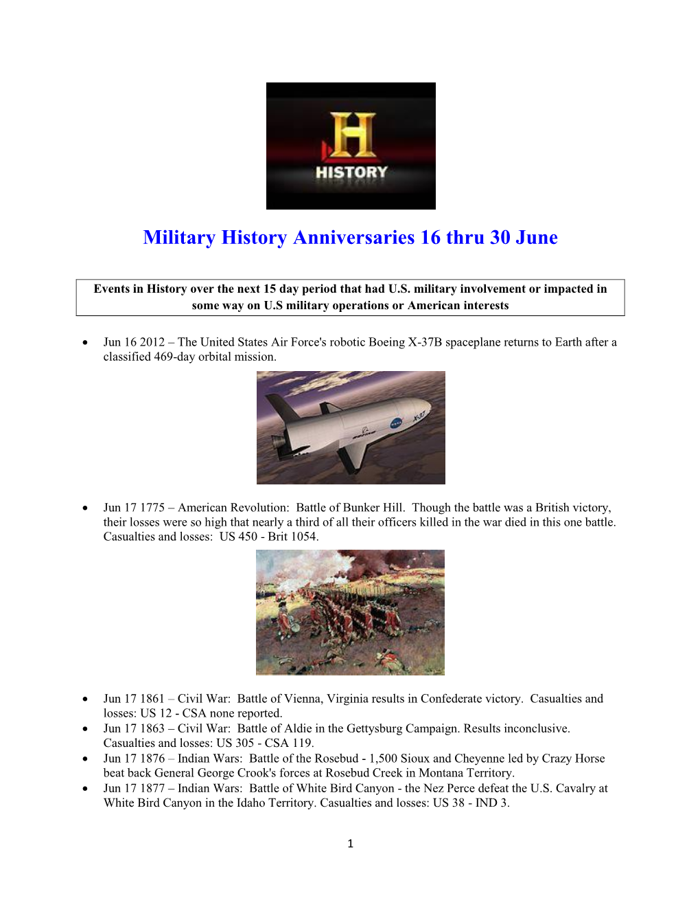 Military History Anniversaries 0616 Thru 063017