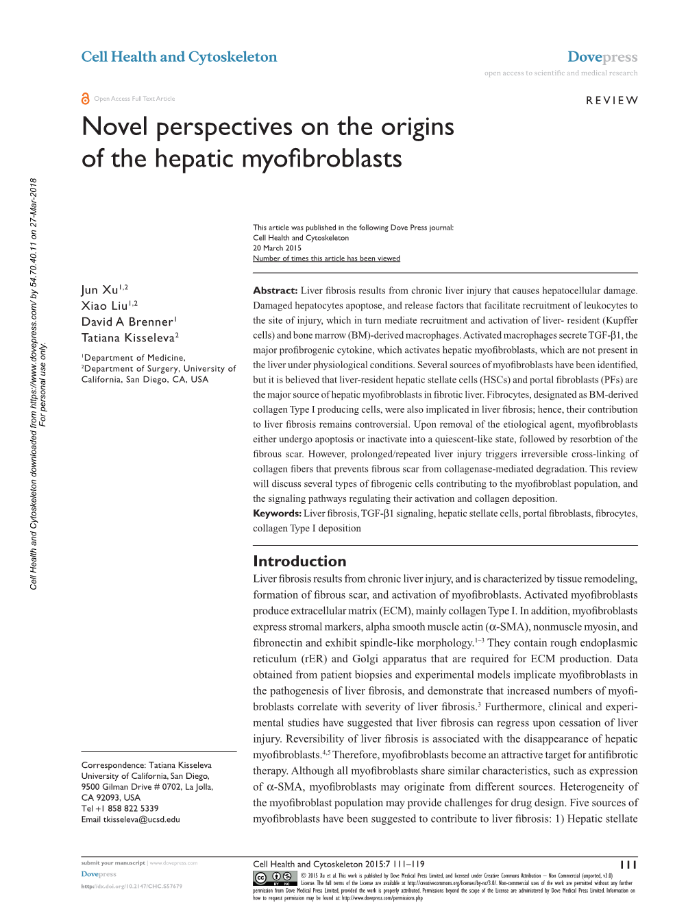 Novel Perspectives on the Origins of the Hepatic Myofibroblasts