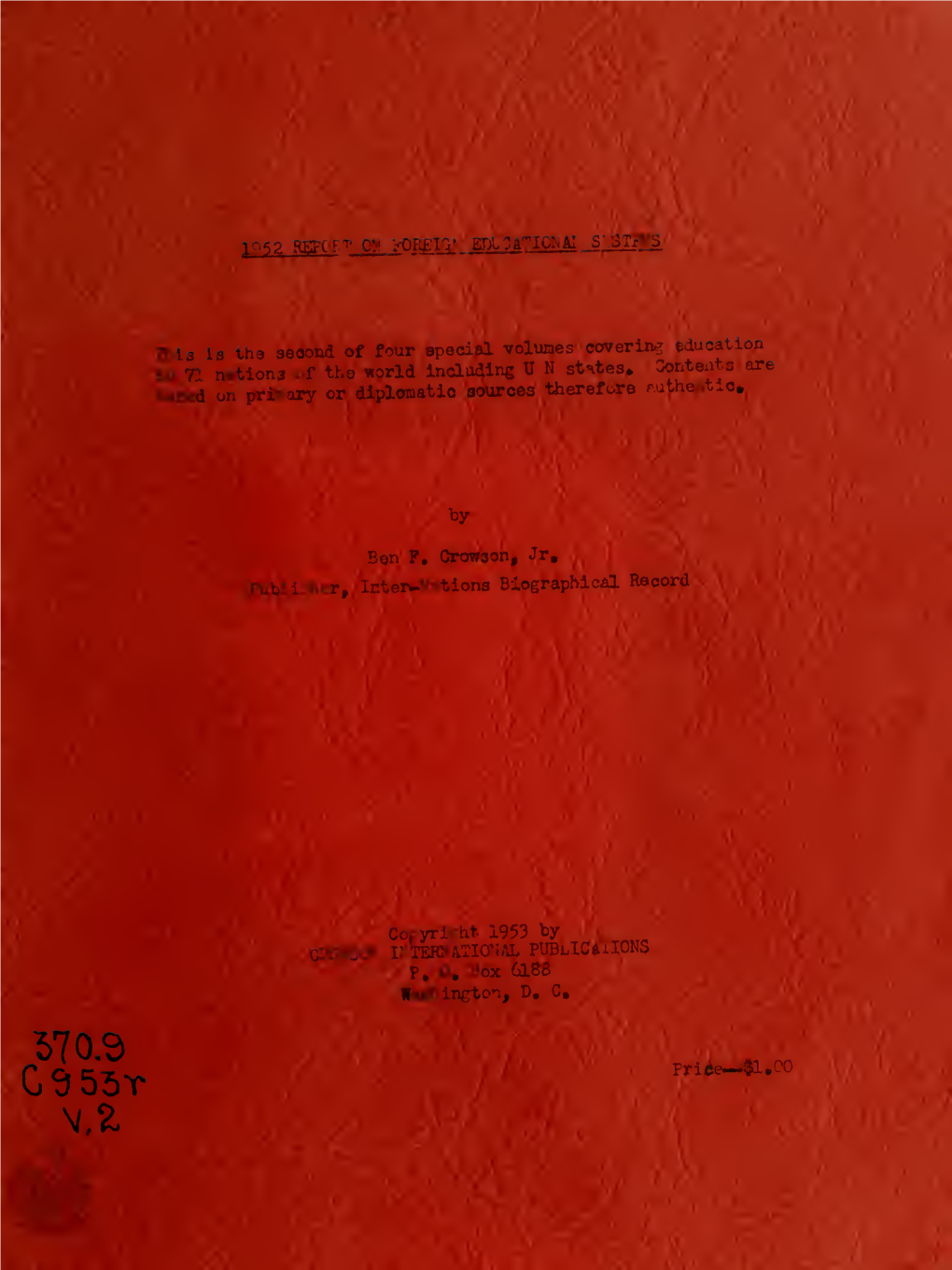 1952 Report on Foreign Educational Systems