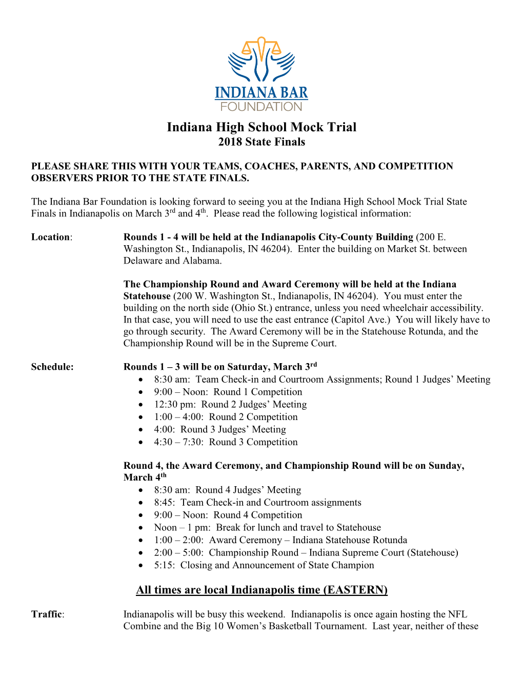 Indiana High School Mock Trial 2018 State Finals