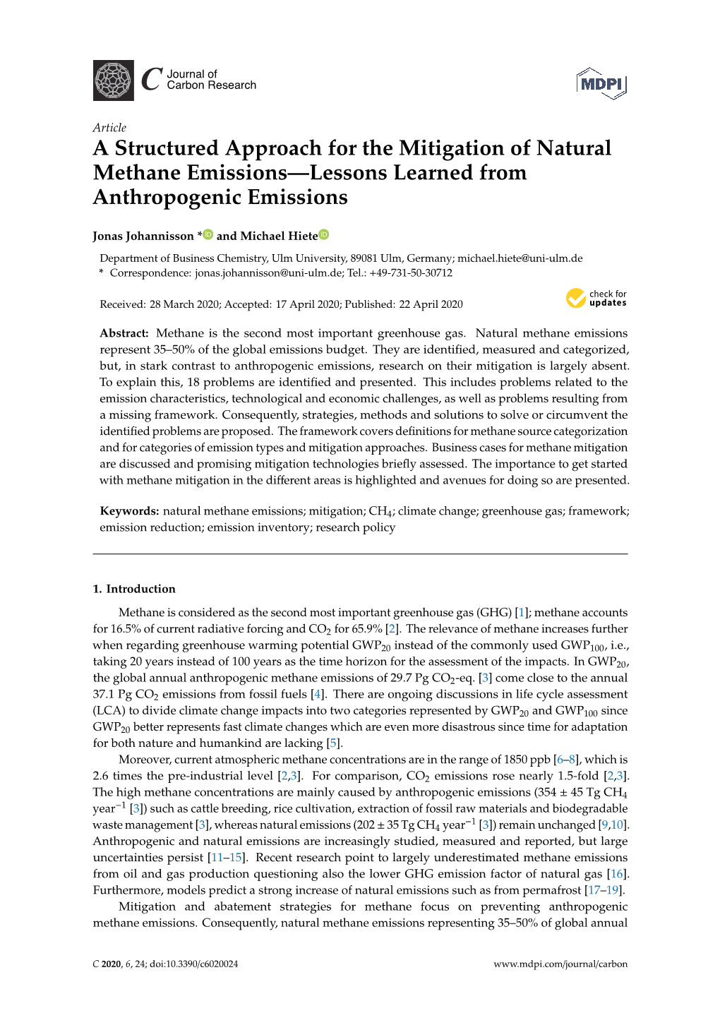 A Structured Approach for the Mitigation of Natural Methane Emissions—Lessons Learned from Anthropogenic Emissions